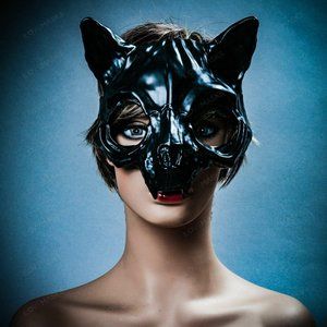 Black Vampire Skull Cat Face Halloween Party Mask